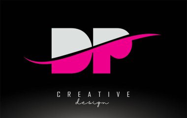 DP D P Beyaz ve Pembe Harfli Logo.