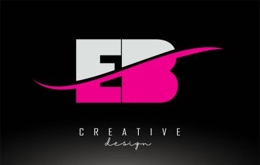 EB E B Beyaz ve Pembe Harfli Logo.