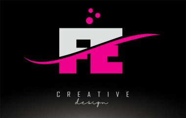 FE F E beyaz ve pembe noktalı harf logosu.
