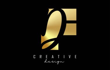 Minimalist dizaynlı Altın Harfler FD logosu. Geometrik ve el yazısı tipografili F ve D harfleri.