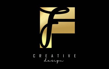 Minimalist dizaynlı Altın Harfler FF Logosu. Geometrik ve el yazısı tipografili F harfi.