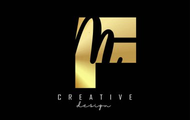 Minimalist tasarımlı Altın Harfler FM Logosu. Geometrik ve el yazısıyla yazılmış F ve m harfleri.