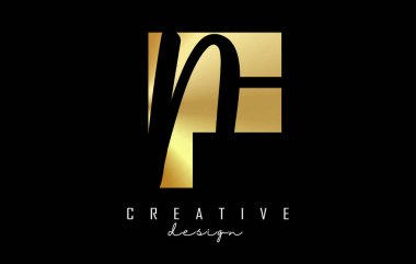 Minimalist dizaynlı Altın Harfler FN Logosu. Geometrik ve el yazısıyla yazılmış F ve N harfleri.