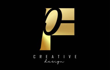 Minimalist dizaynlı Altın Harfler FP logosu. Geometrik ve el yazısıyla yazılmış F ve P harfleri.