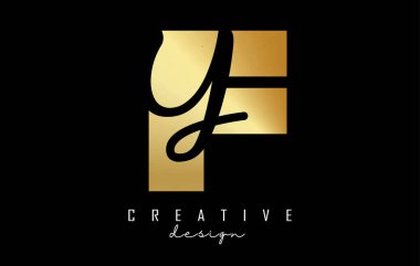 Minimalist dizaynlı Altın Harfler FY logosu. Geometrik ve el yazısıyla yazılmış F ve Y harfleri.
