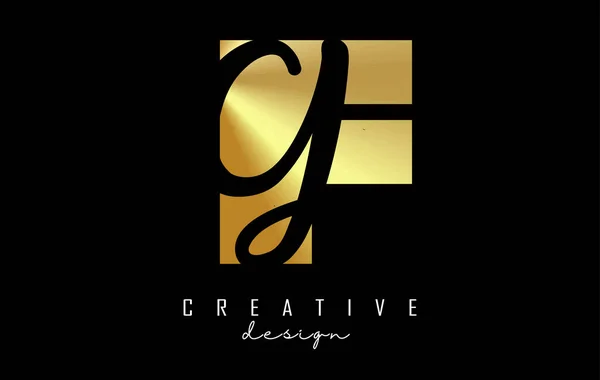 Zlaté Písmena Logo Minimalistickým Designem Písmena Geometrickou Ručně Psanou Typografií — Stockový vektor