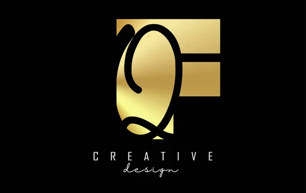 Logo Golden Letters Con Diseño Minimalista Letras Con Tipografía Geométrica — Vector de stock