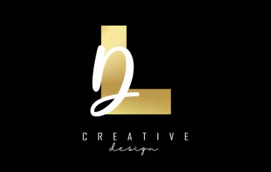 Minimalist tasarımı olan Altın Harfler LDLogosu. Geometrik ve el yazısıyla yazılmış L ve D harfleri.