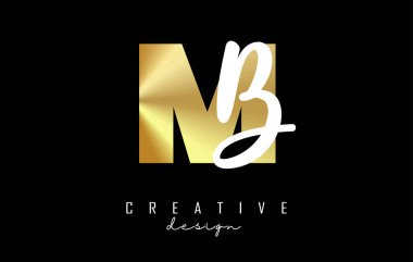 Minimalist tasarımlı Altın Harfler MB logosu. Geometrik ve el yazısıyla yazılmış M ve B harfleri.