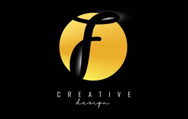 Minimalist dizaynlı Altın Logo Harfleri. Geometrik ve el yazısı tipografili O ve F harfleri.