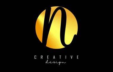 Minimalist tasarımlı Altın Harfler. Geometrik ve el yazısı tipografili O ve N harfleri.