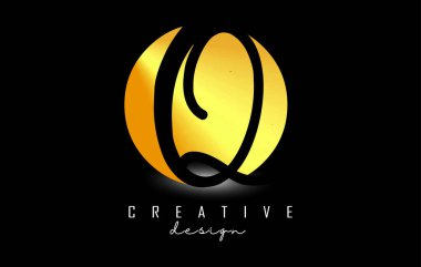 Minimalist tasarımlı Altın Harfler OQ logosu. Geometrik ve el yazısı tipografili O ve Q harfleri.