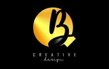 Minimalist dizaynlı Altın Harfler QB logosu. Geometrik ve el yazısıyla yazılmış Q ve B harfleri.