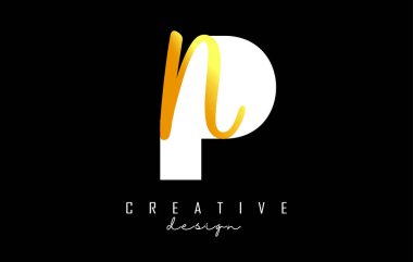 Minimalist dizaynlı Altın Harfler PN logosu. Geometrik ve el yazısıyla yazılmış P ve N harfleri.