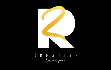 Minimalist dizaynlı Altın Harfler RZ logosu. Geometrik ve el yazısıyla yazılmış R ve Z harfleri.