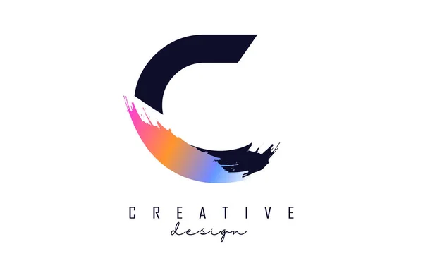 Letter Logo Rainbow Brush Stroke Creative Cut — Image vectorielle