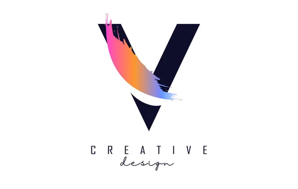 Letra Logotipo Com Pincel Arco Íris Corte Criativo —  Vetores de Stock