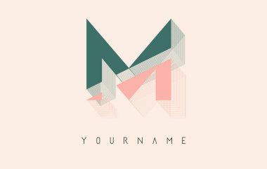 Telgraf çerçevesi M Harfi Logo Tasarımı. Kablolu dış çerçeve ile yaratıcı vektör çizimi.