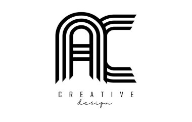 Siyah çizgiler AC. Monogram Logo Tasarımlı bir c harfi.. 