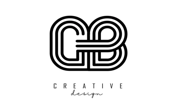 Lignes Noires Lettres Avec Logo Monogramme Design — Image vectorielle