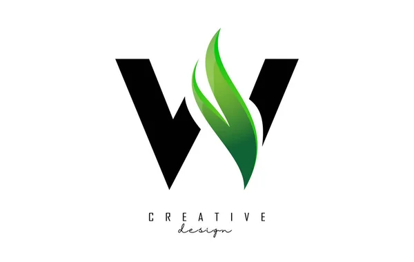 Illustration Vectorielle Lettre Abstraite Avec Feuille Éco Design Naturel Logo — Image vectorielle