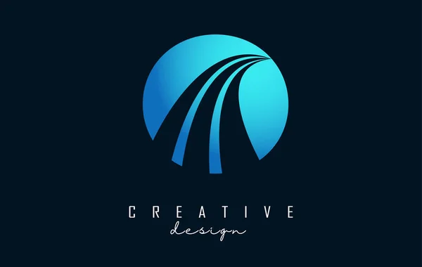 Lettre Créative Logo Avec Des Lignes Directrices Conception Concept Route — Image vectorielle