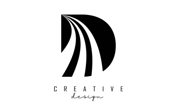 Logo Noir Lettre Avec Lignes Directrices Conception Concept Route Lettre — Image vectorielle