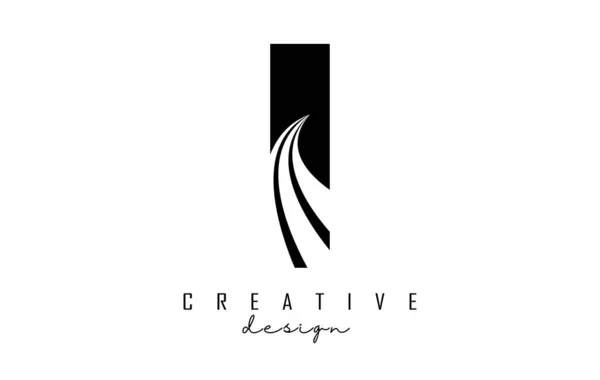 Logo Noir Lettre Avec Lignes Directrices Design Concept Route Lettre — Image vectorielle