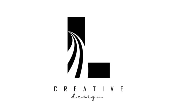 Logo Noir Lettre Avec Lignes Directrices Conception Concept Routier Lettre — Image vectorielle