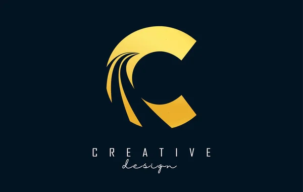 Logo Créatif Forme Lettre Dorée Avec Lignes Directrices Design Concept — Image vectorielle