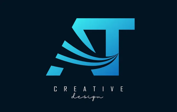 Lettres Bleues Créatives Logo Avec Lignes Directrices Conception Concept Route — Image vectorielle