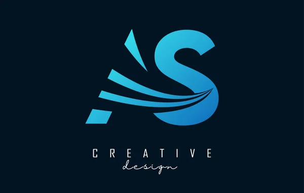 Креативні Сині Літери Логотип Провідними Лініями Дизайном Концепції Дорожнього Руху — стоковий вектор