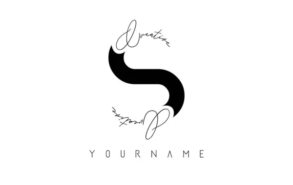 Logotipo Creativo Con Cortes Diseño Concepto Texto Escrito Mano Carta — Vector de stock