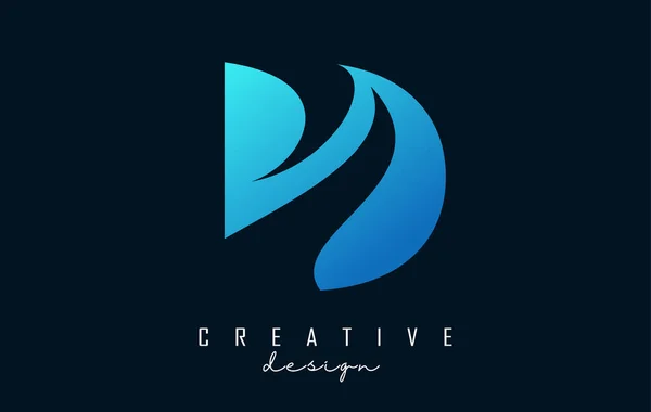 Buchstabe Logo Mit Negativem Raumdesign Und Kreativen Wellenschnitten Buchstabe Mit — Stockvektor