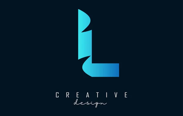 Letter Logo Negative Space Design Creative Wave Cuts Letter Geometric — ストックベクタ