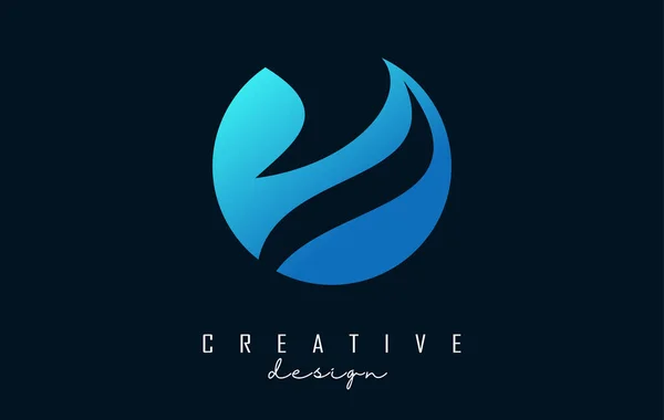 Letter Logo Negative Space Design Creative Wave Cuts Letter Geometric — Stock Vector