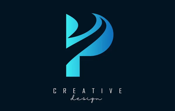 Letra Logo Con Diseño Espacio Negativo Cortes Onda Creativa Carta — Vector de stock