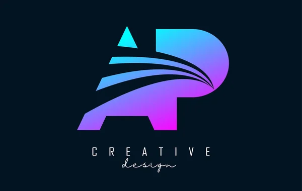 Creative Colorful Letters Logo Leading Lines Road Concept Design Letters — Vector de stock