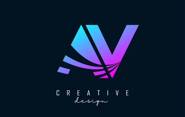 Creative Colorful Letters Logo Leading Lines Road Concept Design Letters —  Vetores de Stock