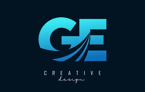Creative Blue Letters Logo Leading Lines Road Concept Design Letters — Stock Vector