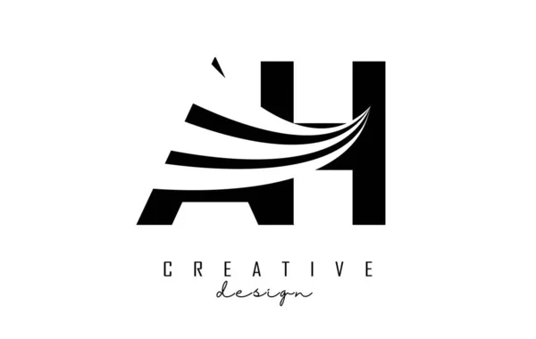 Yaratıcı Siyah Harfler Logosu Lider Çizgiler Yol Konsepti Tasarımı Geometrik — Stok Vektör