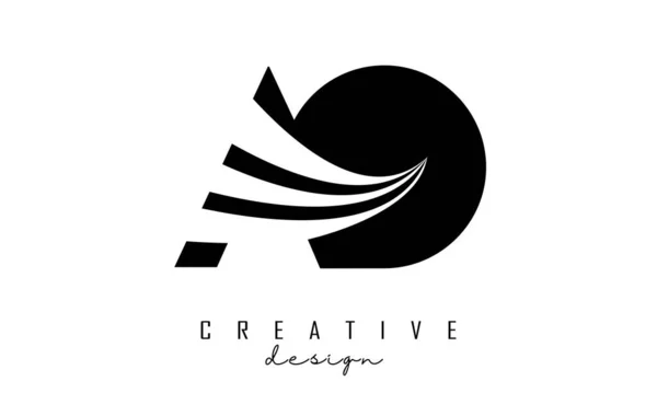 Creative Black Letters Logo Leading Lines Road Concept Design Letters — Image vectorielle