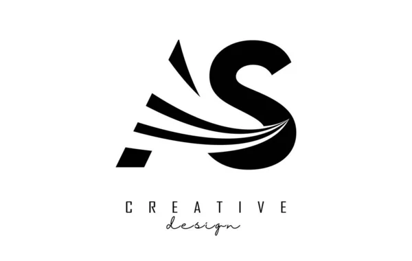 Креативні Чорні Літери Логотип Провідними Лініями Дизайном Концепції Дорожнього Руху — стоковий вектор