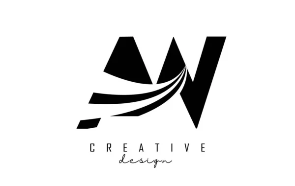 Creative Black Letters Logo Leading Lines Road Concept Design Letters — Vettoriale Stock