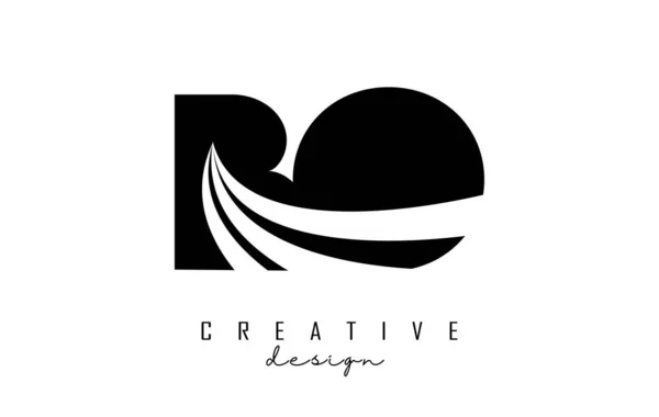 Creative Black Letters Logo Leading Lines Road Concept Design Letters — Stok Vektör