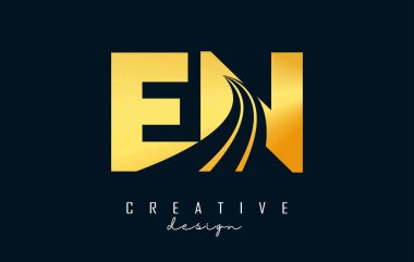 Önde gelen çizgiler ve yol konsepti tasarımlı yaratıcı altın harfler. Geometrik dizaynlı harfler.