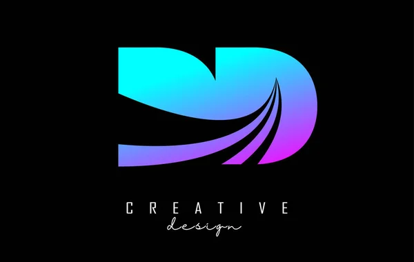Creative Colorful Letters Logo Leading Lines Road Concept Design Letters — Stockvektor