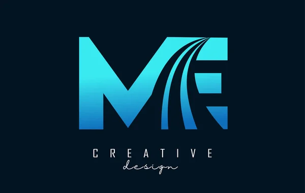 Creative Blue Letters Logo Leading Lines Road Concept Design Letters Stockillustration