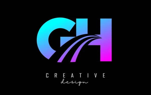 Creative Colorful Letters Logo Leading Lines Road Concept Design Letters Ilustración De Stock