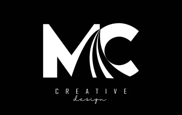 Creative White Letters Logo Leading Lines Road Concept Design Letters —  Vetores de Stock